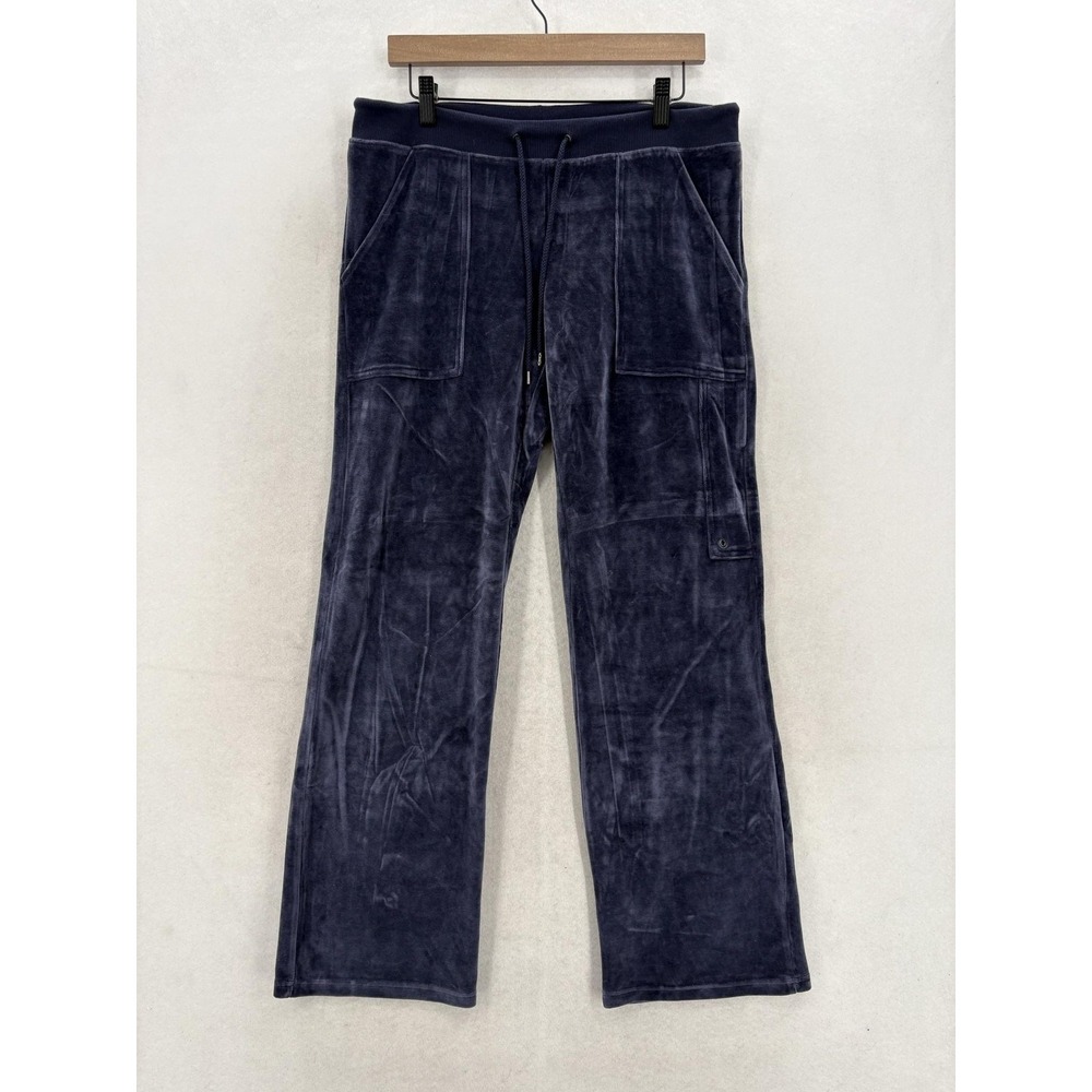 Vintage Gap Stretch Velour Sweatpants Womens M Blue Cargo Pocket Lounge Y2K NWT